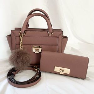 Michael Kors Mini Selma Dusty Rose Saffiano Leather Crossbody